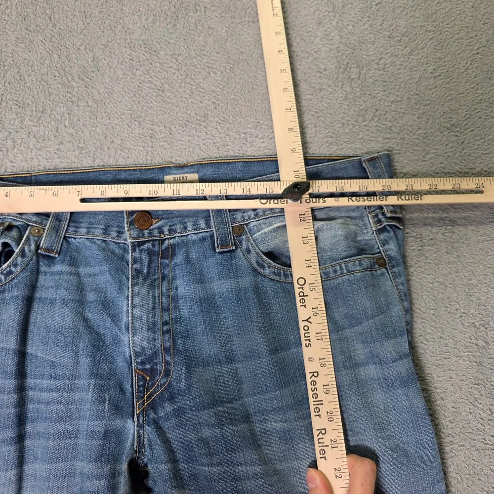 True Religion Mens 40 Ricky Relaxed Straight Jeans Blue Horseshoe Flap Pocket
